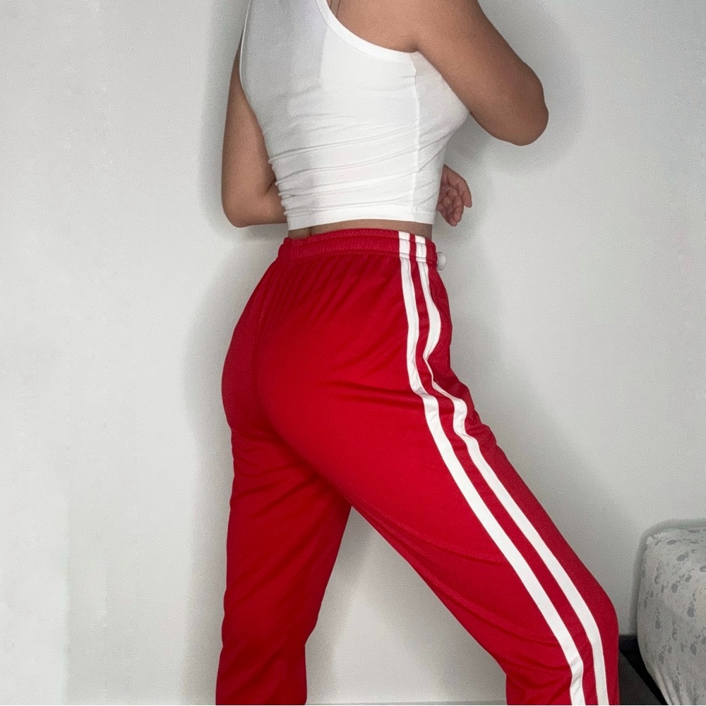 Stripped red sporty athletic jogger pants